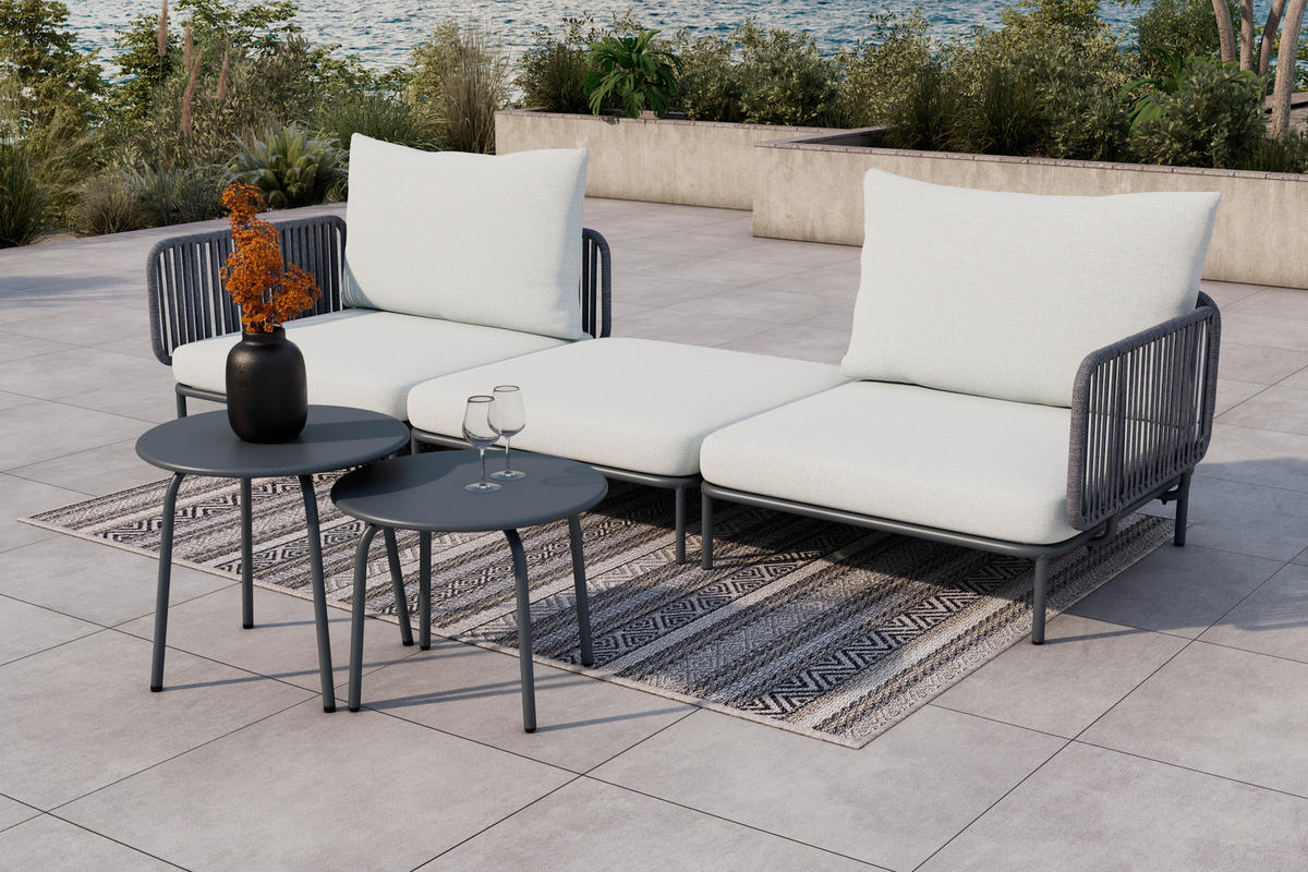 LOUNGEGARNITUR 173,5/186 cm Stahl  - Anthrazit/Grau, Basics, Textil/Metall (173,5/186cm) - Ambia Garden