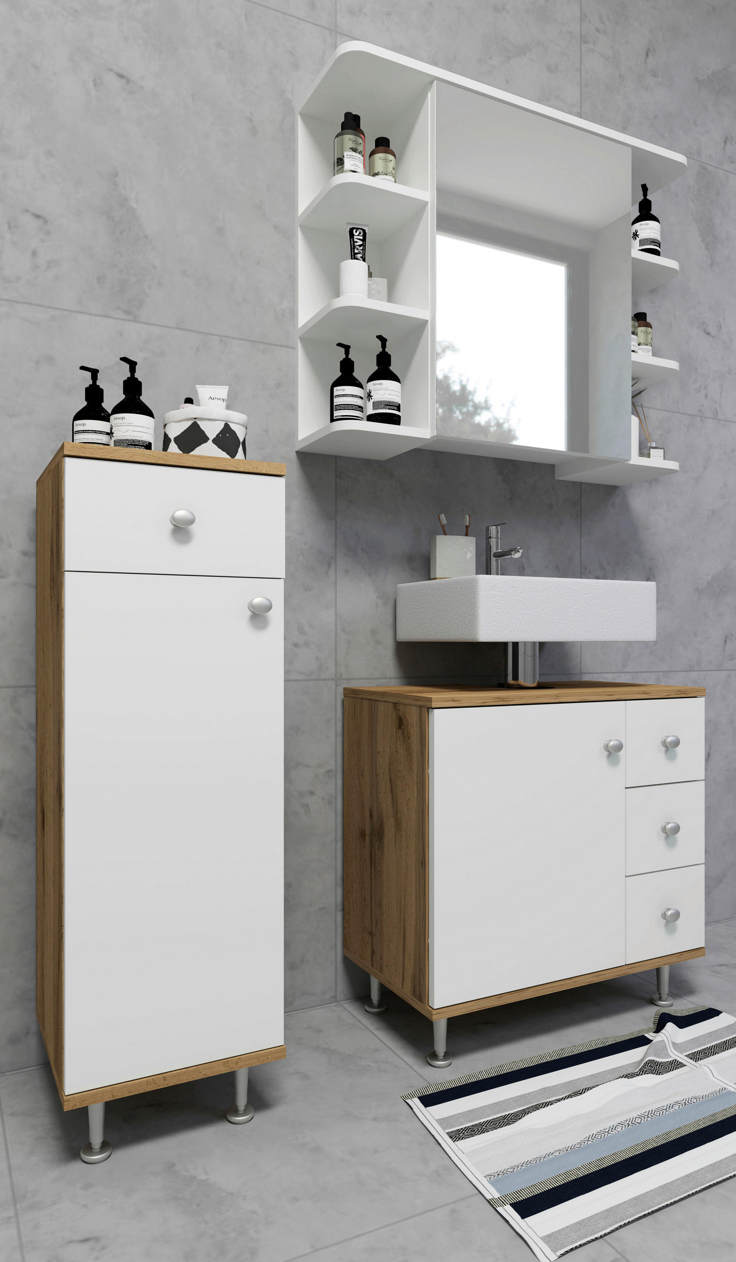 UNTERSCHRANK in - Honigeiche/Weiss, Modern, Holzwerkstoff/Kunststoff (30/95/30cm) - MID.YOU