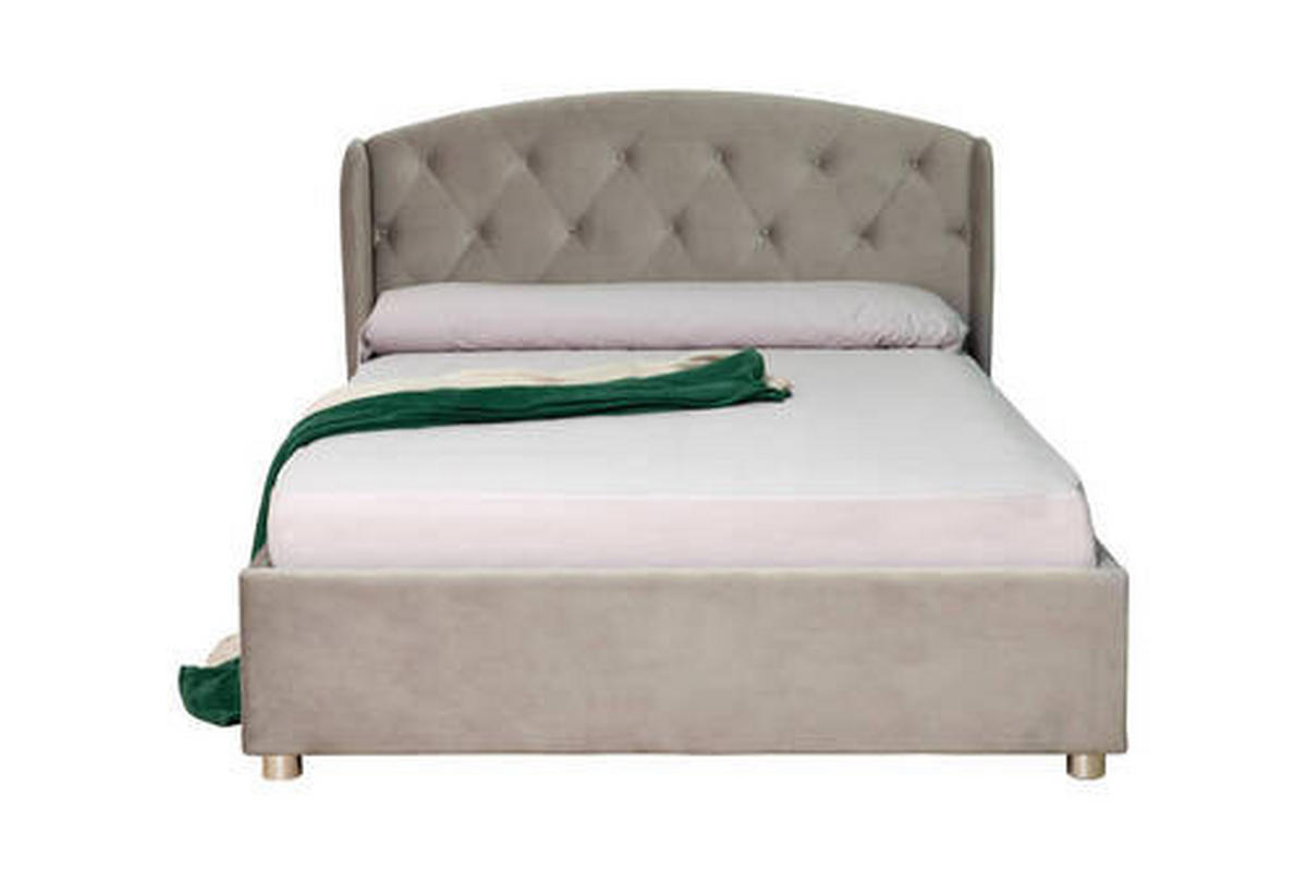PAT TAPIȚAT 160x200 cm  in negru, bej  - culoare lemn fag/bej, Modern, plastic/lemn (211/125/180cm) - Carryhome