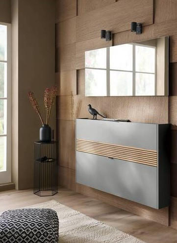 GARDEROBE 2-teilig in 140/200/18 cm - Eichefarben/Graphitfarben, Design, Glas/Holzwerkstoff (140/200/18cm) - Voleo