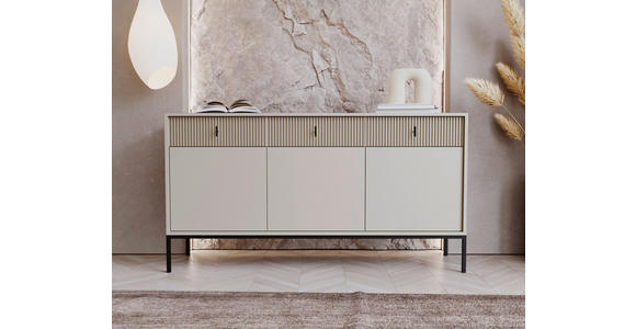 SIDEBOARD Kaschmir Einlegeböden  - Kaschmir/Schwarz, Design, Holzwerkstoff/Metall (154,5/82,6/39cm) - Xora