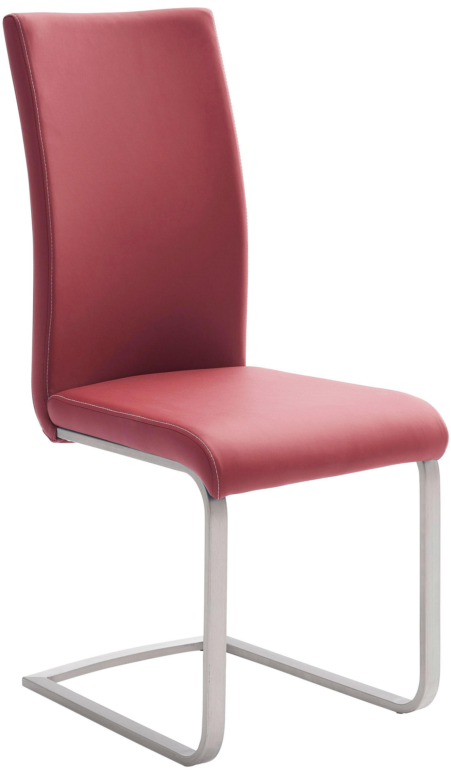 Schwingstuhl in Metall, Textil Edelstahlfarben, Bordeaux