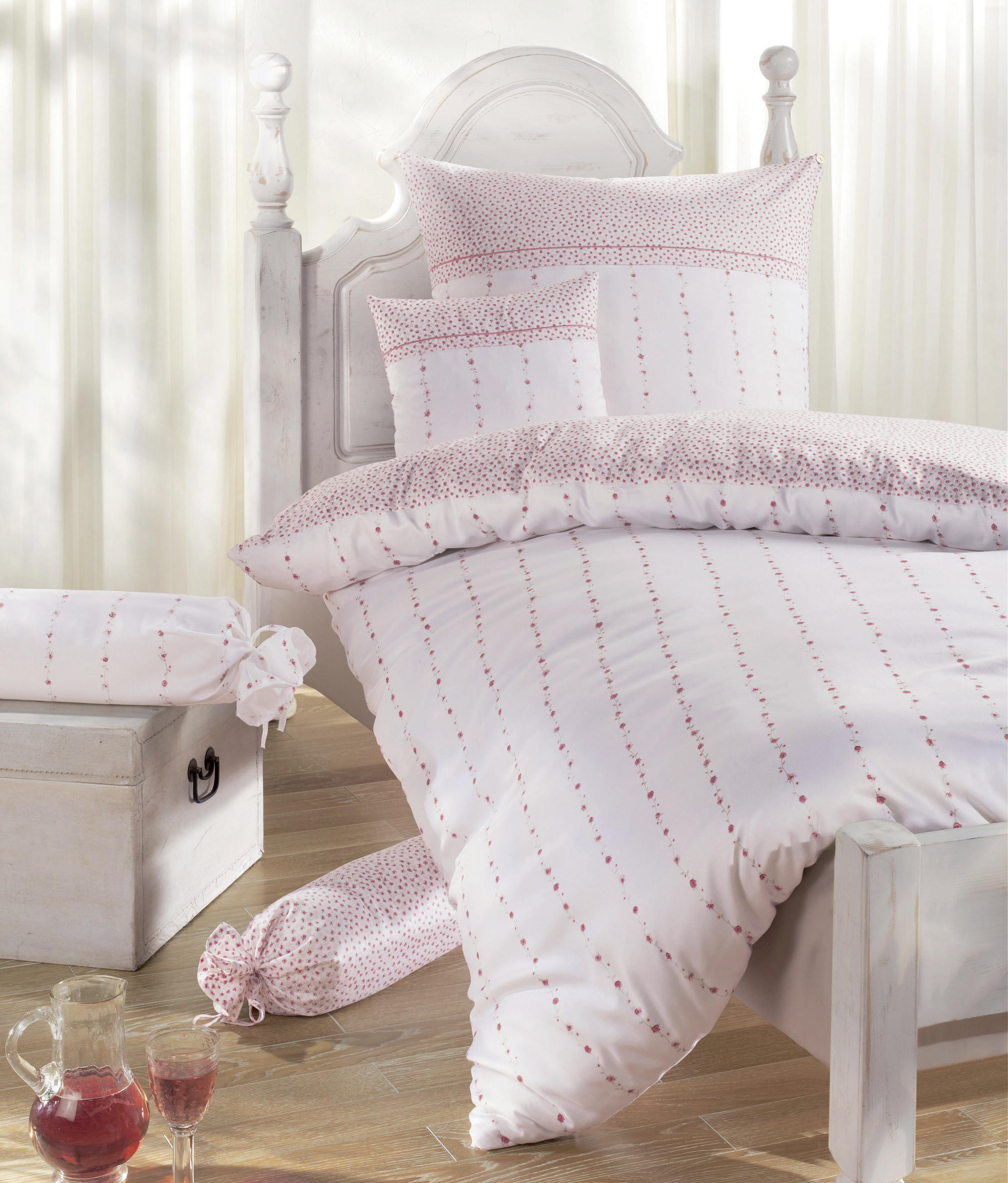 WENDEBETTWÄSCHE CHINCHILLA-S Flanell 135/200 cm  - Rosa/Weiß, Basics, Textil (135/200cm) - Janine