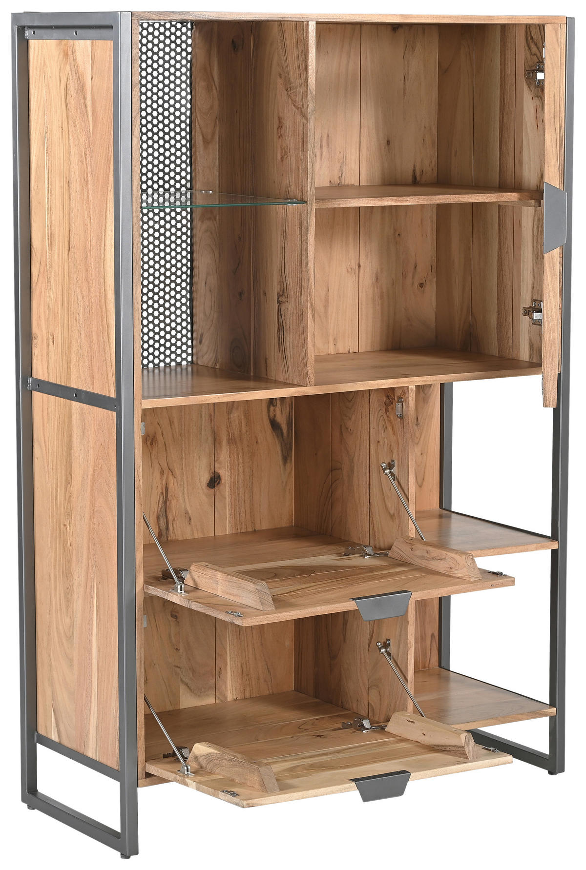 HIGHBOARD Coswig 104/150/40 cm  - Naturfarben/Grau, KONVENTIONELL, Glas/Holz (104/150/40cm) - Livetastic