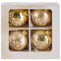SET DE GLOBURI DE CRĂCIUN - șampanie, Lifestyle, sticlă/metal (6cm) - X-Mas