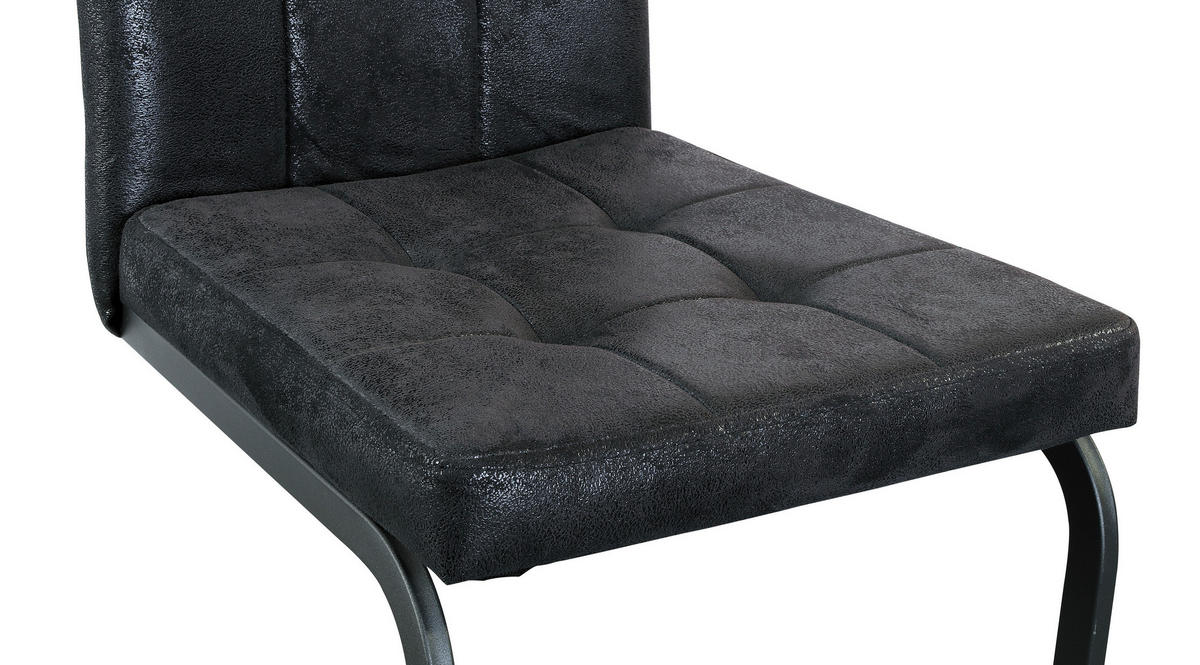 STUHL  in Eisen Webstoff Metall, Textil  - Schwarz, MODERN, Textil/Metall (43/92/56cm) - MID.YOU