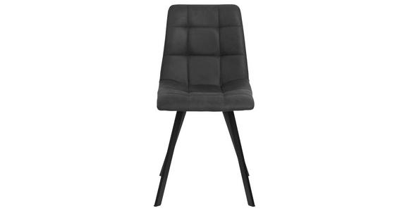 STUHL Mikrofaser Schwarz, Dunkelgrau - Dunkelgrau/Schwarz, Design, Textil/Metall (46/88/54cm) - Carryhome