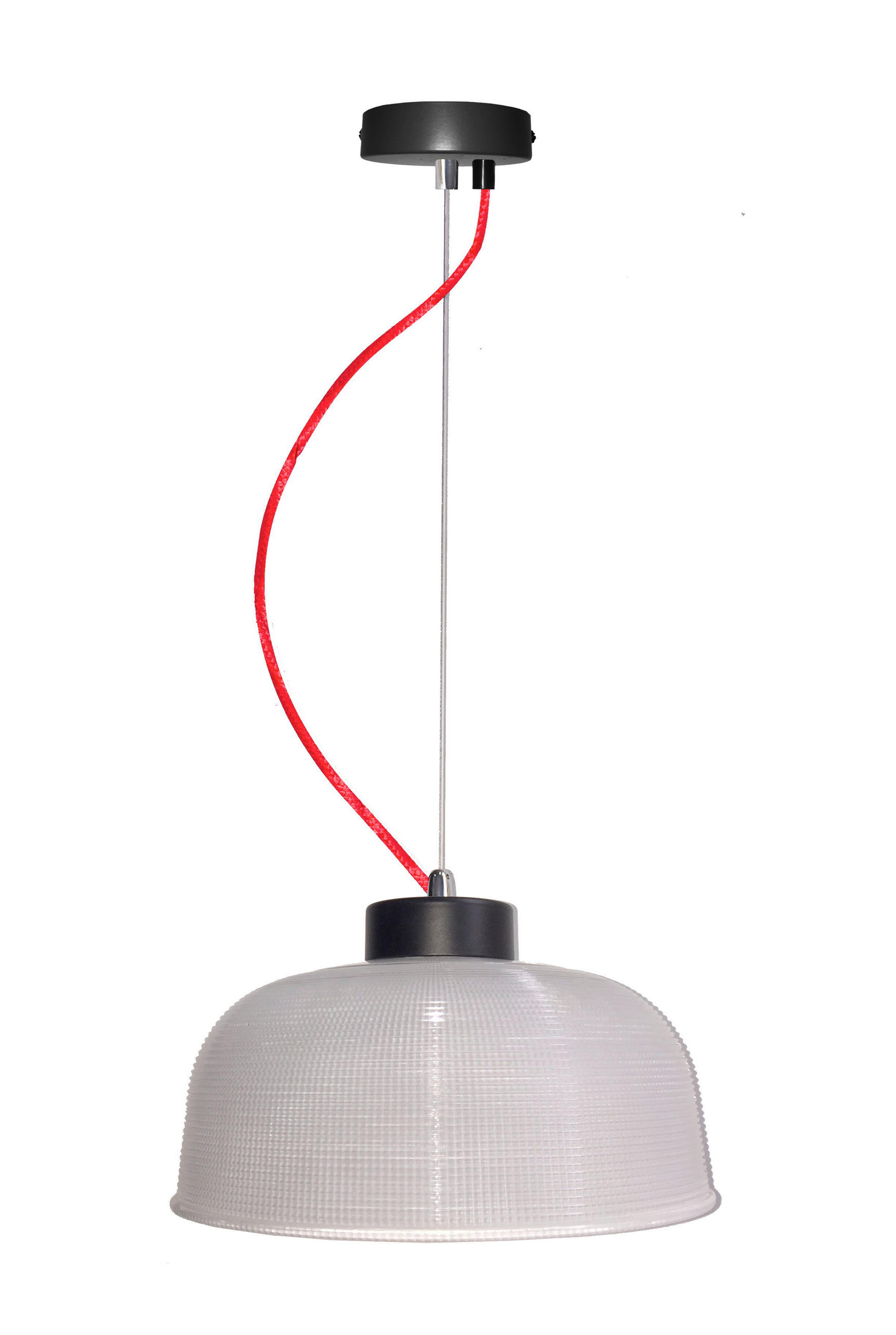 PENDELLEUCHTE 26.5/26.5/90 cm  - Transparent/Rot, KONVENTIONELL, Glas/Metall (26.5/26.5/90cm)