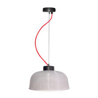 PENDELLEUCHTE 26.5/26.5/90 cm  - Transparent/Rot, KONVENTIONELL, Glas/Metall (26.5/26.5/90cm)