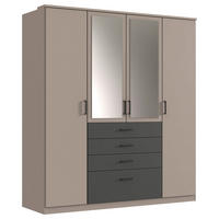KLEIDERSCHRANK Grau, Graphitfarben  - Schwarz/Graphitfarben, Konventionell, Glas/Holzwerkstoff (180/199/58cm) - Carryhome