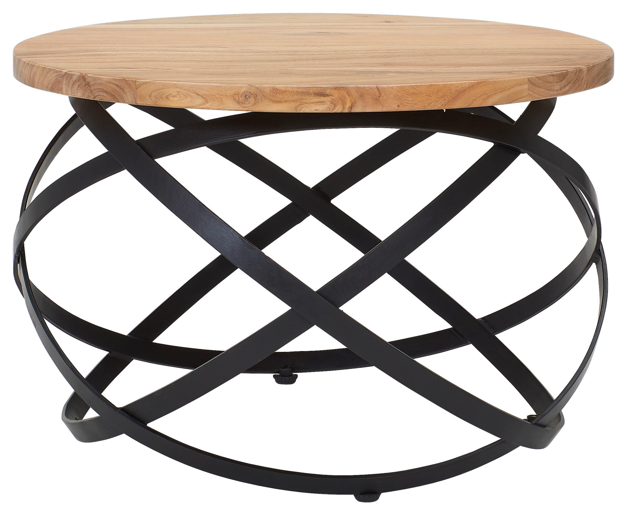 MĂSUȚĂ DE CAFEA din lemn, metal 60/60/40 cm   - negru/culoare lemn acacia, Modern, lemn/metal (60/60/40cm) - MID.YOU