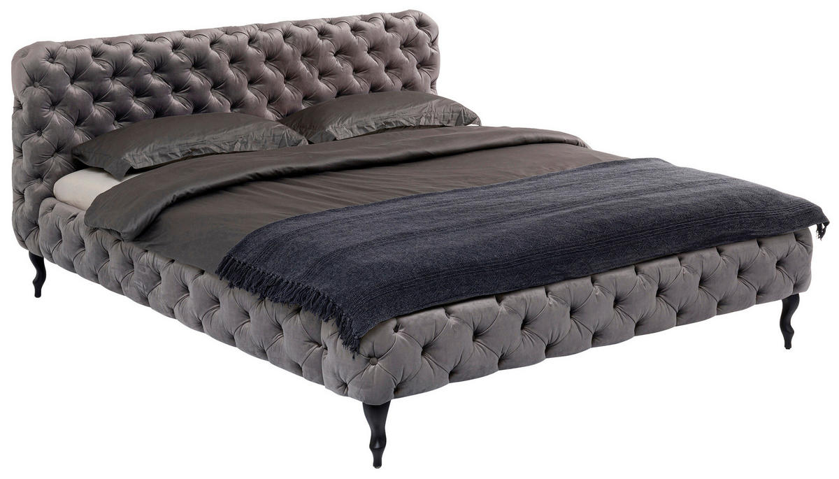 POLSTERBETT Grau 160/200 cm  - Schwarz/Grau, Design, Holz/Holzwerkstoff (160/200cm) - Kare-Design