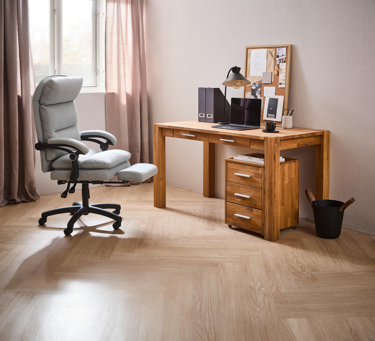 SCHREIBTISCH 140/70/76 cm  in Wildeiche  - Wildeiche/Alufarben, Natur, Holz/Kunststoff (140/70/76cm) - Linea Natura
