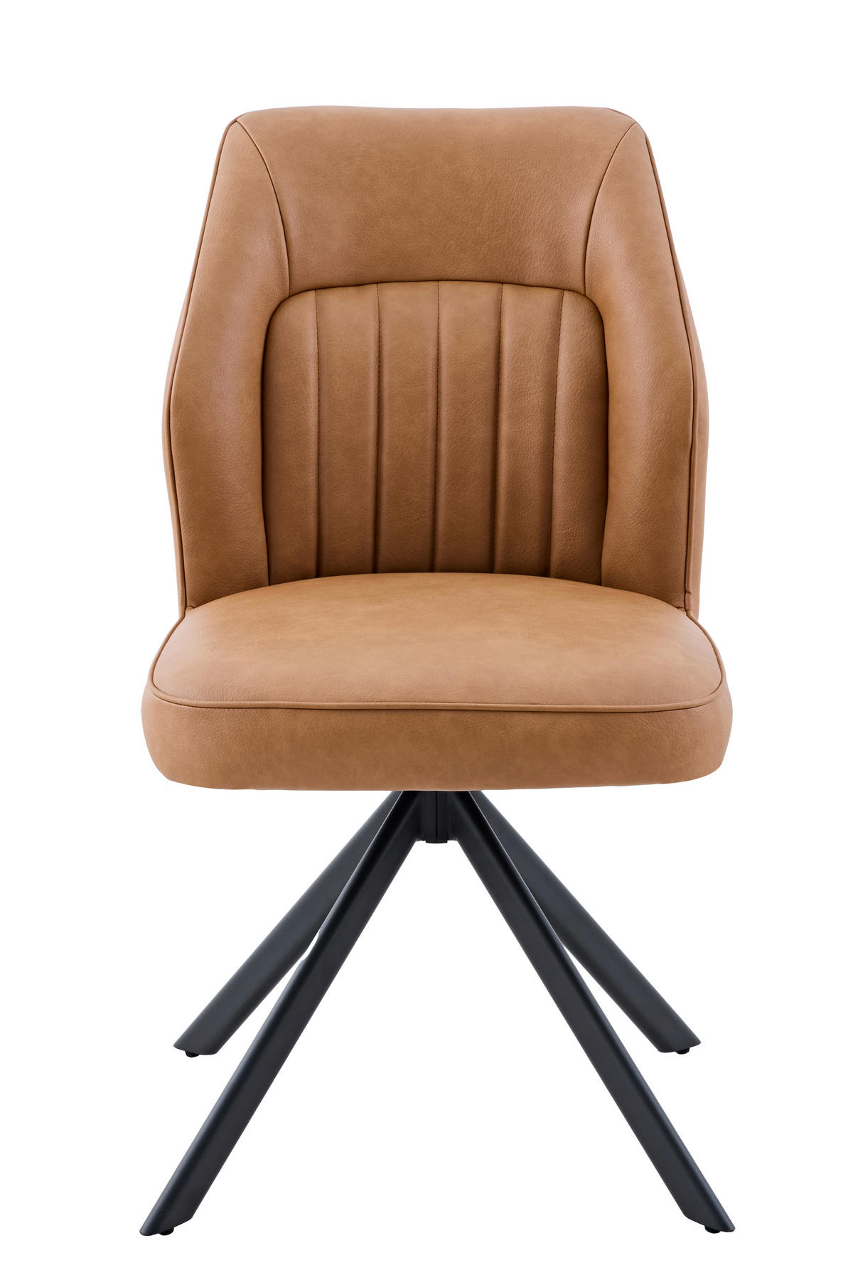 STUHL-SET 2 Stück  in Stahl Lederlook  - Cognac/Schwarz, MODERN, Textil/Metall (51/92/65cm) - MID.YOU