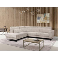 ROHOVÁ SEDAČKA, textil, kompozitní dřevo, béžová - černá/béžová, Konvenční, kov/kompozitní dřevo (284/253cm) - Livetastic