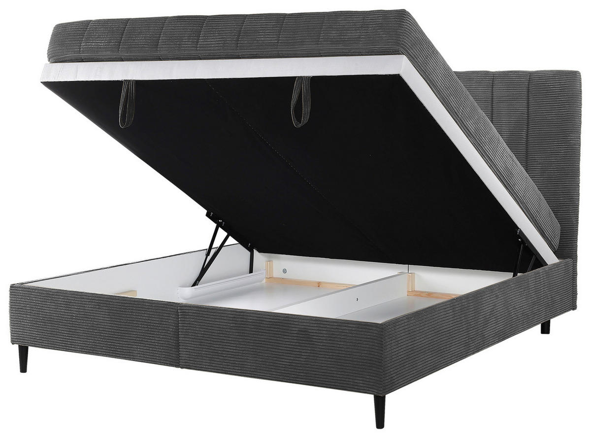 POLSTERBETT Matratze, Lattenrost 180/200 cm  in Grau  - Creme/Schwarz, LIFESTYLE, Holz/Textil (180/200cm) - Livetastic