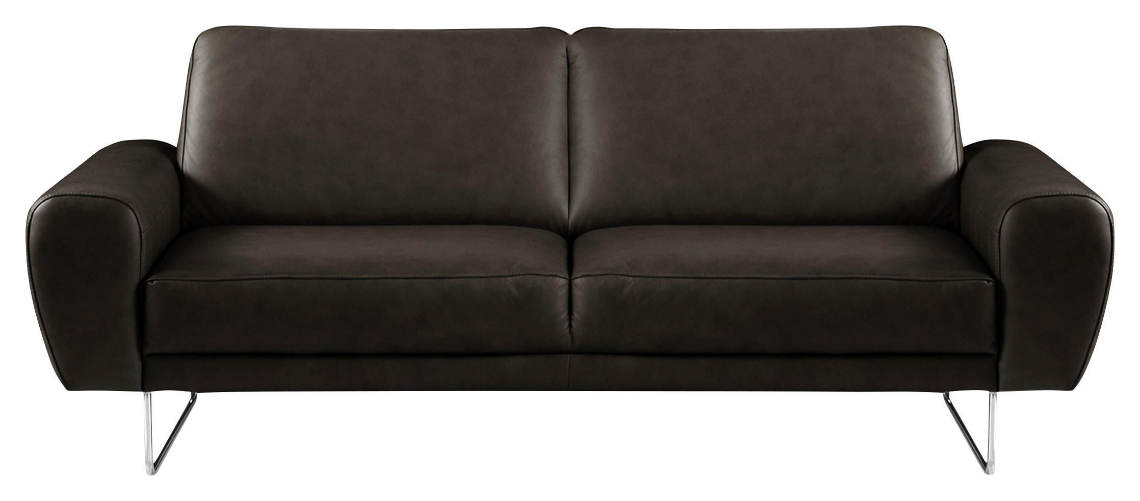 2-SITZER-SOFA Schwarz Echtleder  - Chromfarben/Schwarz, Design, Leder/Metall (177/85/92cm) - Livetastic