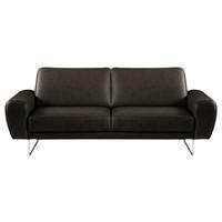 2-SITZER-SOFA in Echtleder Schwarz  - Chromfarben/Schwarz, Design, Leder/Metall (177/85/92cm) - Livetastic