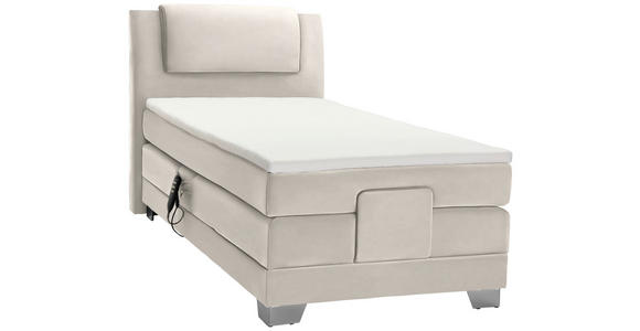 BOXSPRINGBETT 100/200 cm  in Creme  - Silberfarben/Creme, KONVENTIONELL, Kunststoff/Textil (100/200cm) - Esposa