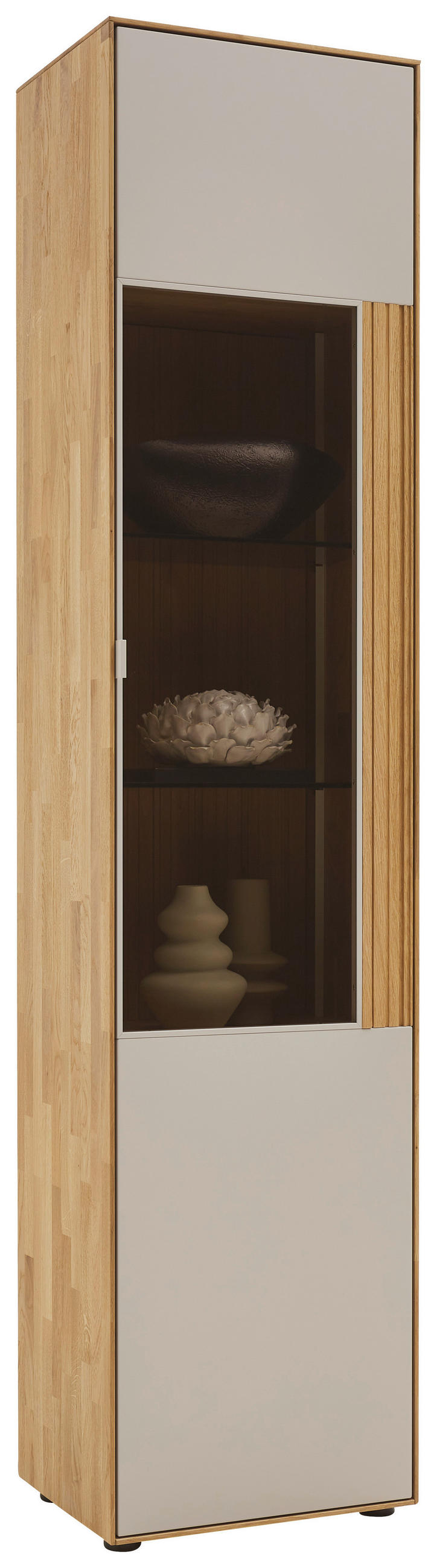 VITRINE  in massiv Wildeiche Kaschmir, Wildeiche - Kaschmir/Wildeiche, Design, Glas/Holz (46,9/205,5/37,1cm) - Dieter Knoll
