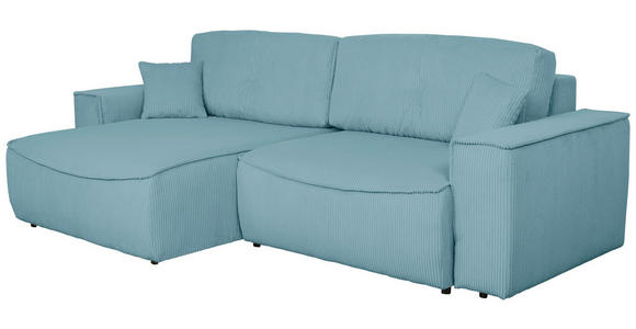 ECKSOFA Türkis Cord  - Türkis/Schwarz, KONVENTIONELL, Kunststoff/Textil (148/265cm) - Carryhome