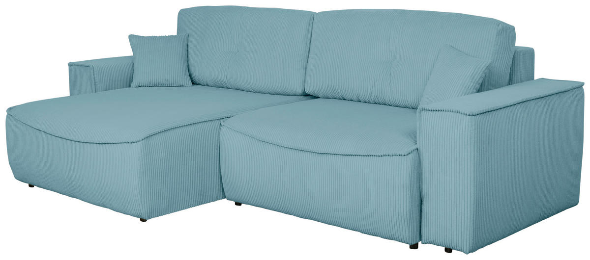 ECKSOFA Türkis Cord  - Türkis/Schwarz, KONVENTIONELL, Kunststoff/Textil (148/265cm) - Carryhome