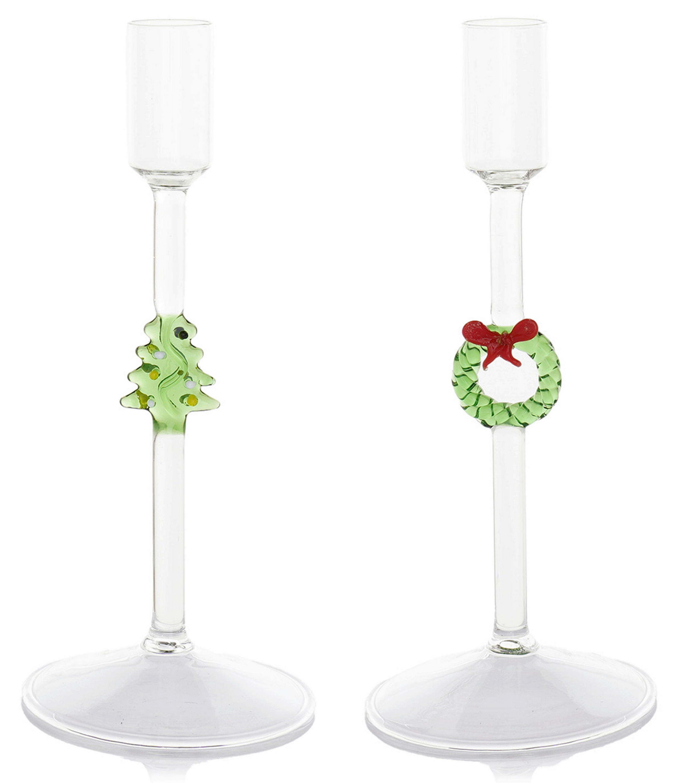 KERZENHALTER - Klar/Rot, LIFESTYLE, Glas (8,5/21cm) - X-Mas