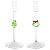 KERZENHALTER - Klar/Rot, LIFESTYLE, Glas (8,5/21cm) - X-Mas