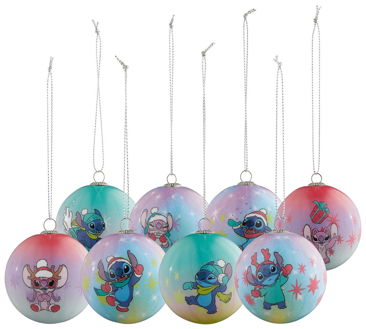 CHRISTBAUMKUGEL-SET 6 cm 8-teilig Stitch  - Hellrosa/Multicolor, KONVENTIONELL, Kunststoff (6cm) - Disney