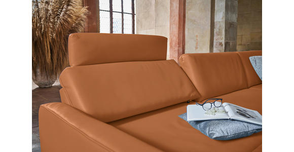 ECKSOFA in Echtleder Cognac  - Cognac/Anthrazit, KONVENTIONELL, Leder/Metall (182/324cm) - Ambiente