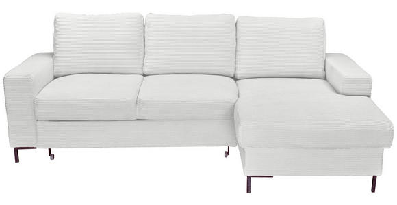 ECKSOFA Naturfarben Cord Rückenkissen, Bettkasten, Schlaffunktion, Rücken echt, Liegefläche im Originalstoff  - Schwarz/Naturfarben, KONVENTIONELL, Textil/Metall (240/150cm) - Carryhome