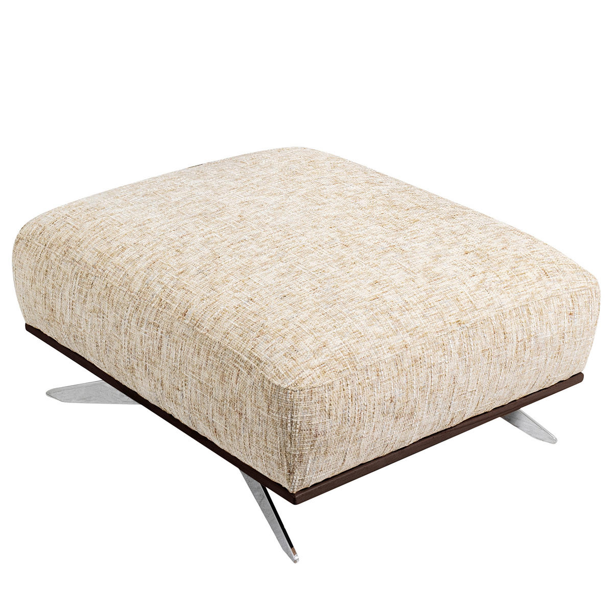 HOCKER in Textil Beige  - Chromfarben/Dunkelbraun, Design, Holz/Textil (95/46/80cm) - Livetastic