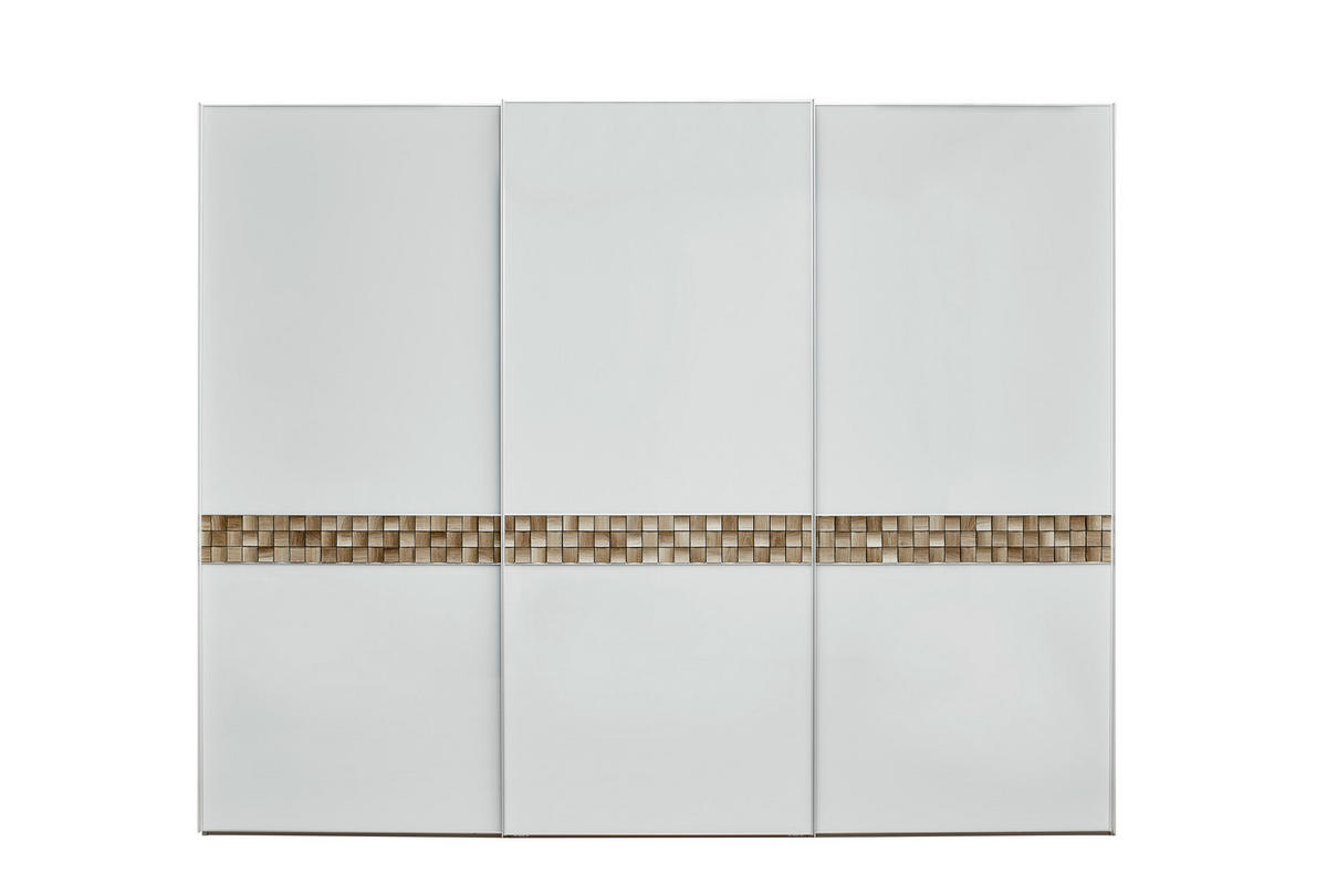 SCHWEBETÜRENSCHRANK in Grau, Eiche dunkel  - Eiche dunkel/Alufarben, Design, Glas/Holz (336/240/68cm) - Dieter Knoll