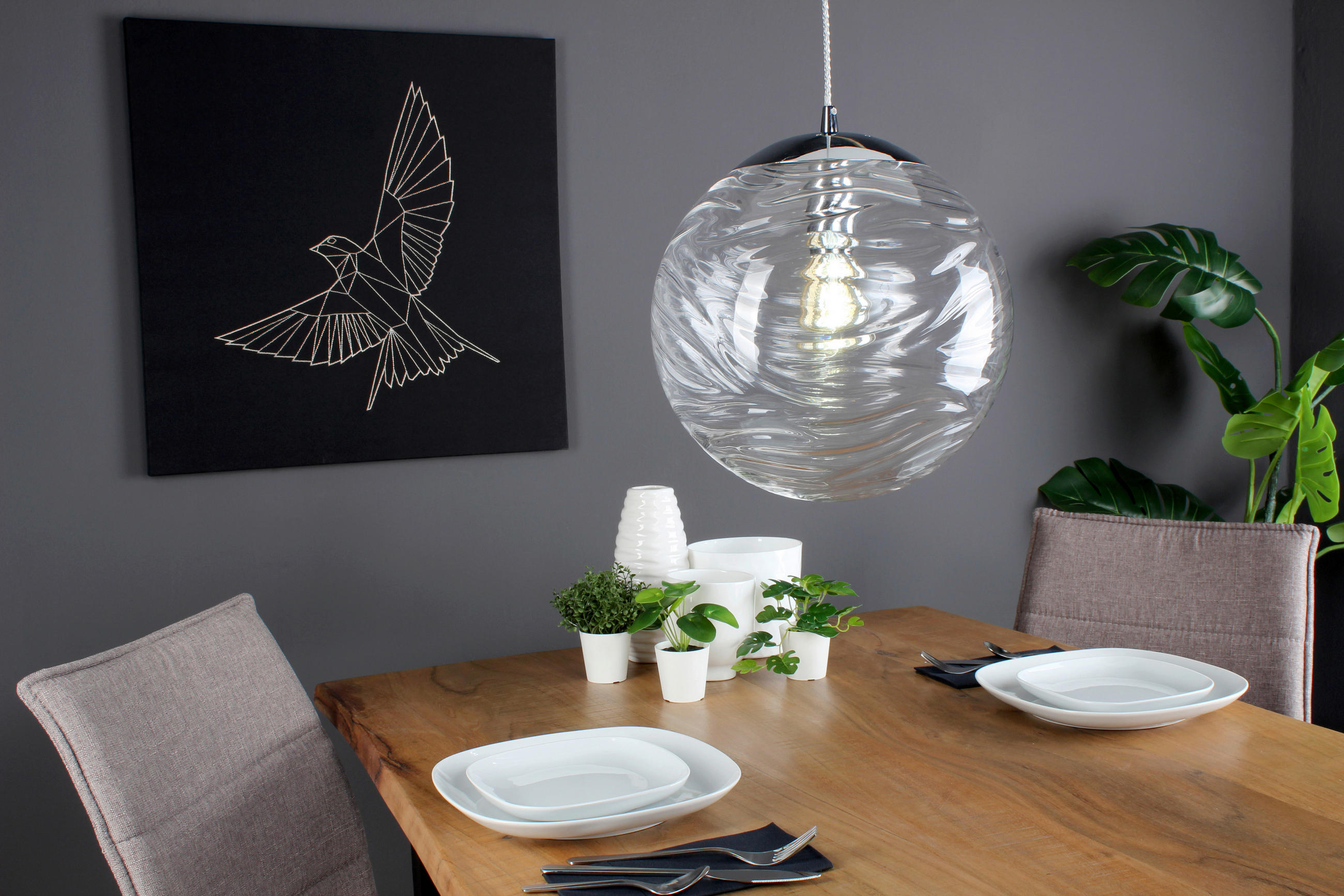 HÄNGELEUCHTE Nere 33/33,4 cm   - Transparent, KONVENTIONELL, Glas (33/33,4cm)