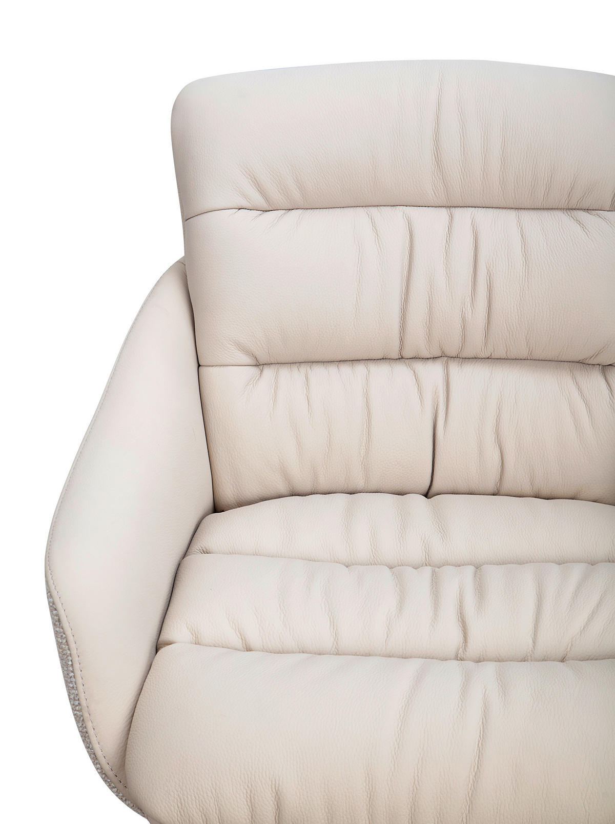BARHOCKER Webstoff Echtleder Beige Stahl Sitzfläche 360° drehbar, inklusive Armlehnen, automatische Rückholfunktion  - Beige, Design, Leder/Textil (58/103/120/61cm) - Dieter Knoll