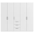 DREHTÜRENSCHRANK 251/223/61 cm,  in Weiß, 5-türig  - Edelstahlfarben/Weiß, Basics, Holzwerkstoff/Metall (251/223/61cm) - Novel