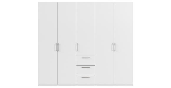 DREHTÜRENSCHRANK 251/223/61 cm,  in Weiß, 5-türig  - Edelstahlfarben/Weiß, Basics, Holzwerkstoff/Metall (251/223/61cm) - Novel