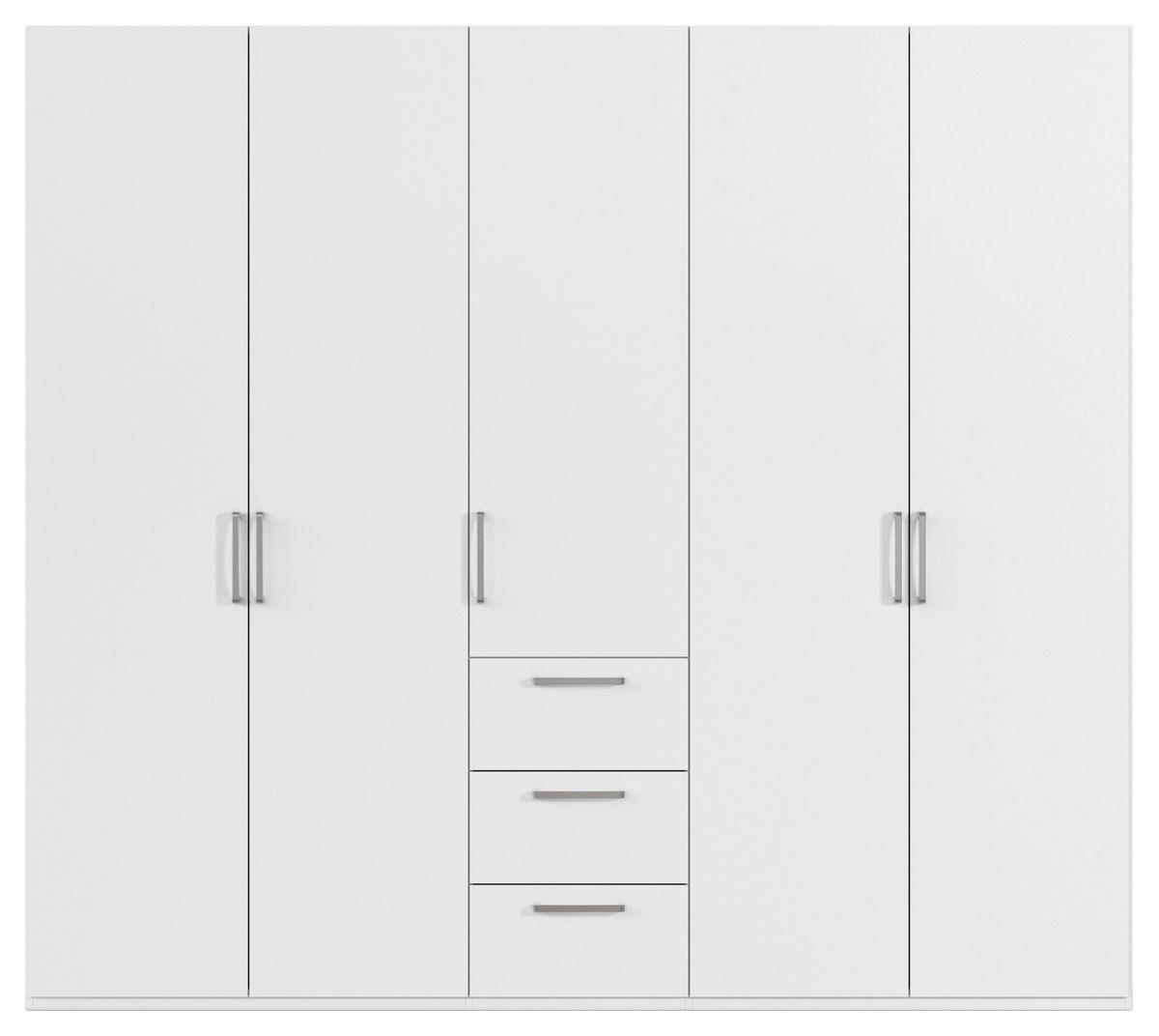 DREHTÜRENSCHRANK 251/235/61 cm,  in Weiß, 5-türig  - Edelstahlfarben/Weiß, Basics, Holzwerkstoff/Metall (251/235/61cm) - Novel
