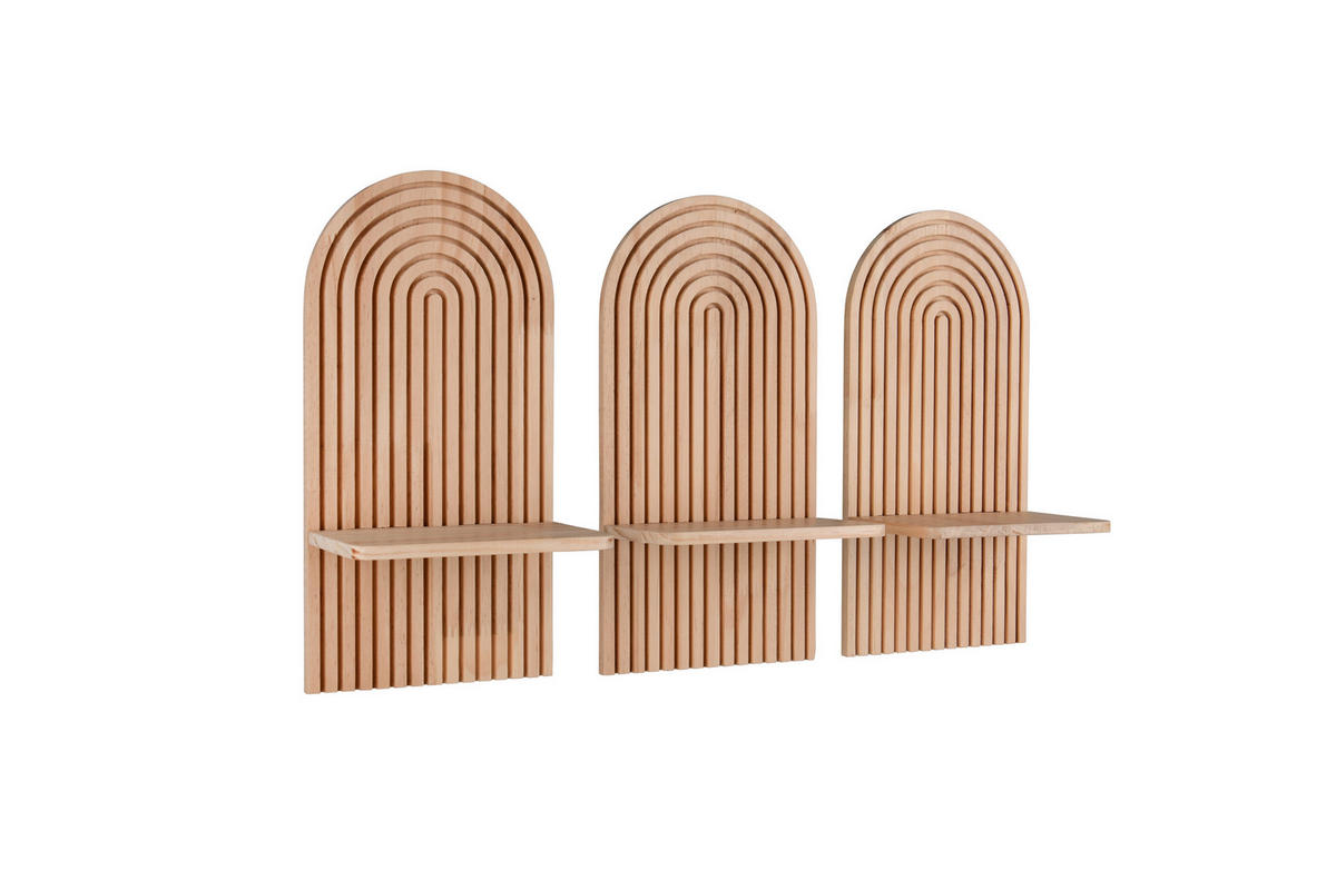 WANDREGALSET  - Naturfarben, Basics, Holz (17,8/35/11,5cm) - Milino