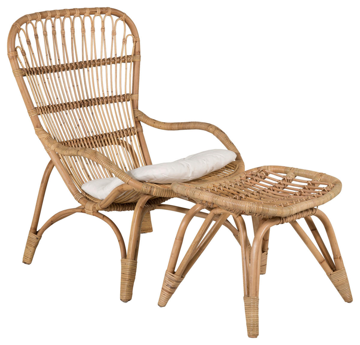 LOUNGESESSEL in Holz Braun, Weiß  - Braun/Weiß, KONVENTIONELL, Holz (66/95/131cm) - Gardenson