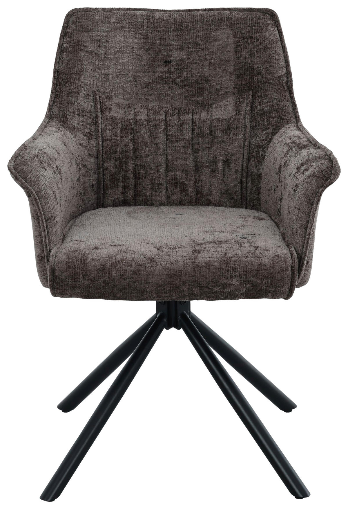 ARMLEHNSTUHL  Sitzfläche 360° drehbar, inklusive Armlehnen Chenille  Braun, Schwarz  - Schwarz/Braun, MODERN, Textil/Metall (62/86/63cm) - Livetastic