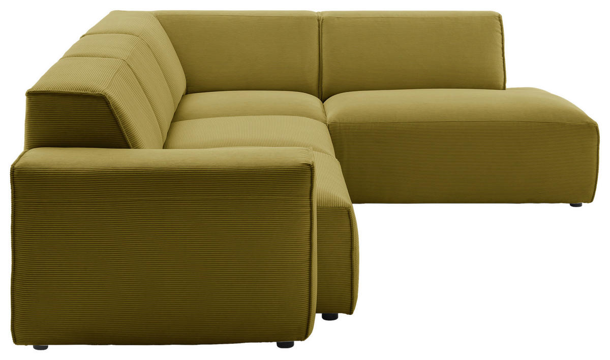 ECKSOFA in Cord Gelb, Grün  - Gelb/Schwarz, Design, Kunststoff/Textil (270/210cm) - Pure Home Lifestyle
