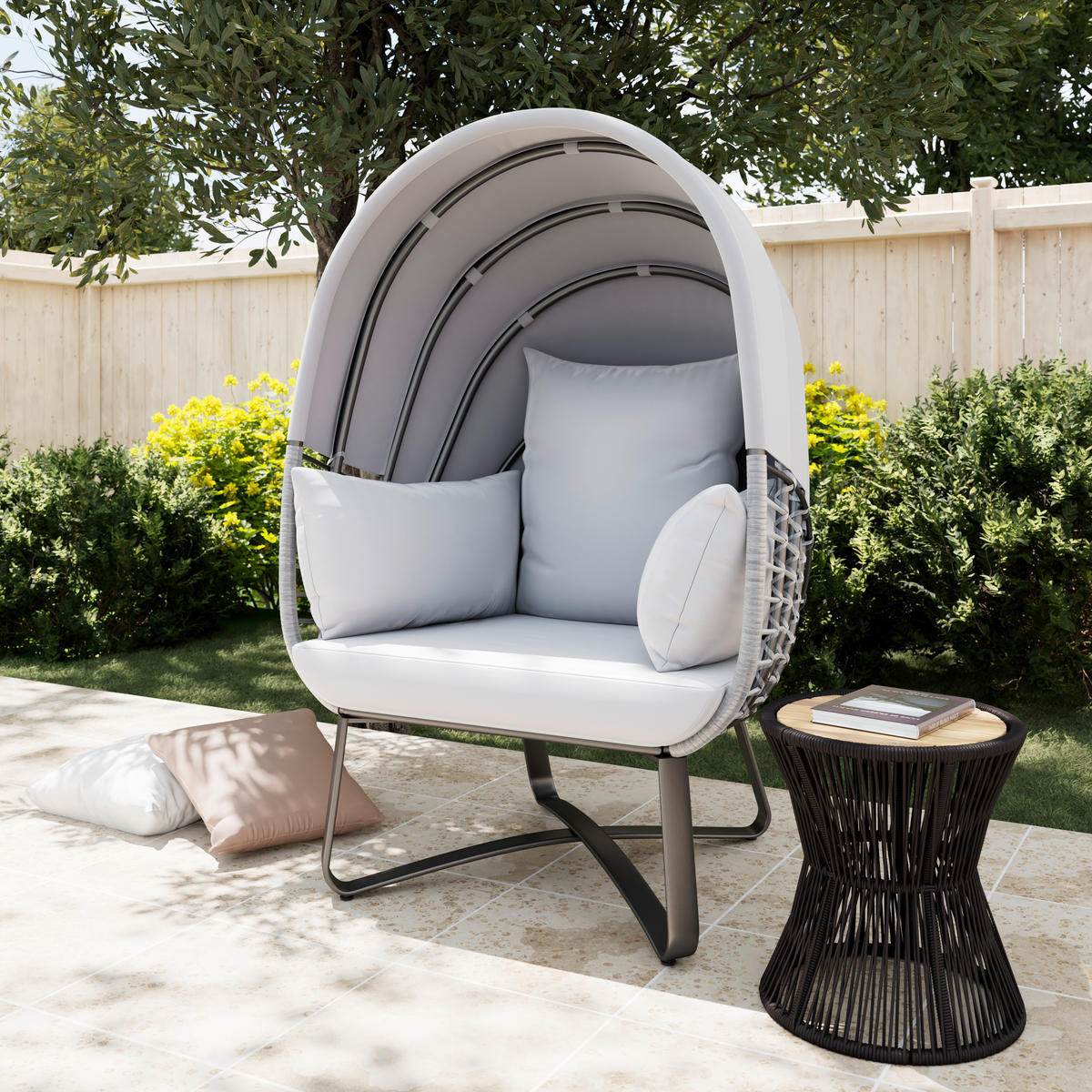 GARTENMUSCHEL 100/152/90 cm  - Grau, MODERN, Kunststoff/Textil (100/152/90cm) - Ambia Garden