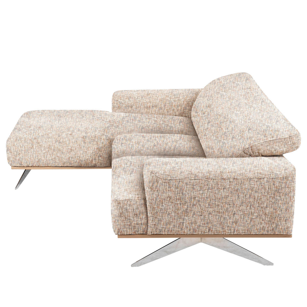 ECKSOFA PORTLAND in Struktur Blau, Gelb, Rot, Weiß Kopfteilverstellung  187/295 cm  - Chromfarben/Blau, Design, Holz/Textil (187/295cm) - Livetastic