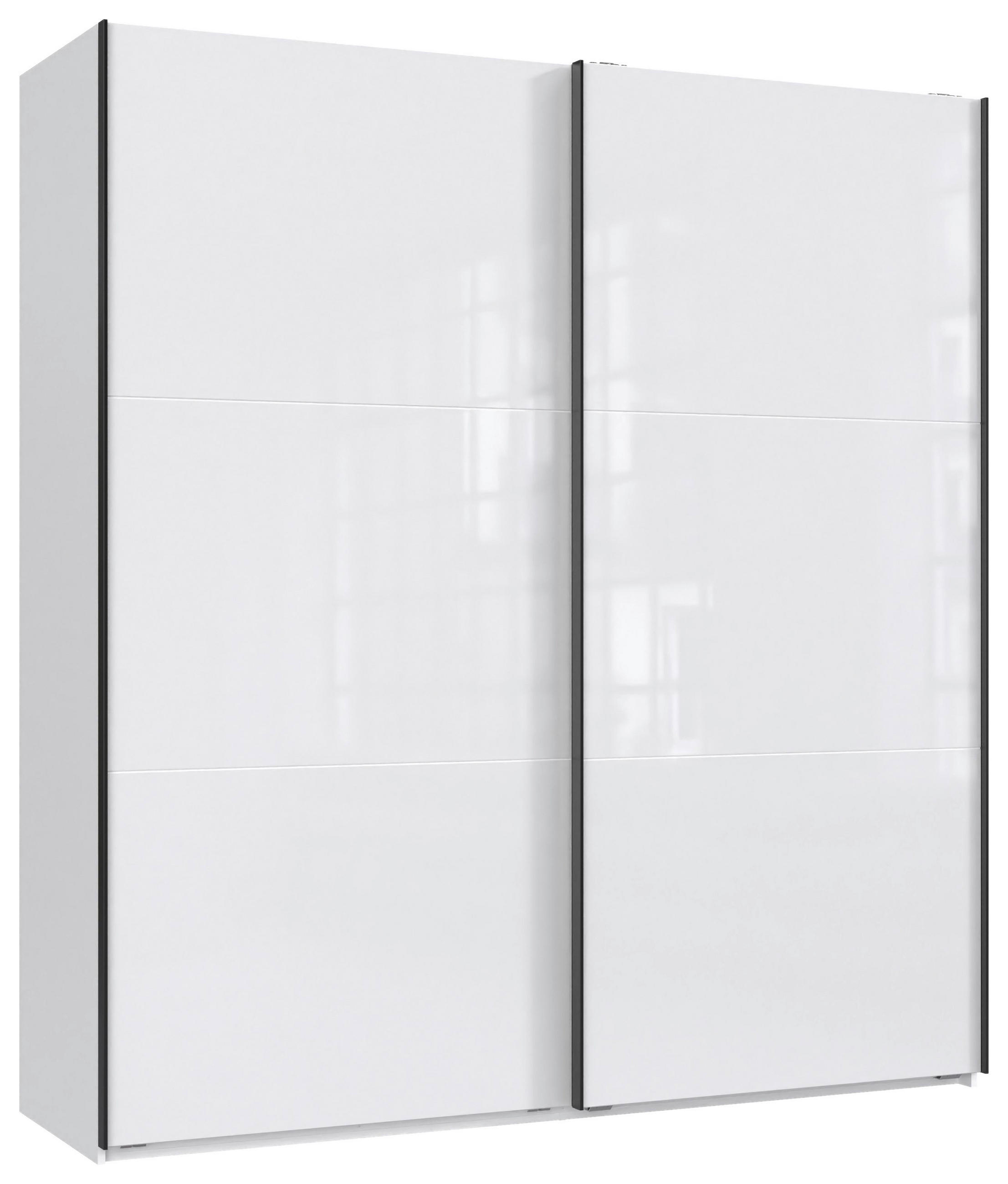 SCHWEBETÜRENSCHRANK 200/216/65 cm 2-türig Weiß  - Schwarz/Weiß, KONVENTIONELL, Glas/Holzwerkstoff (200/216/65cm) - Stylife