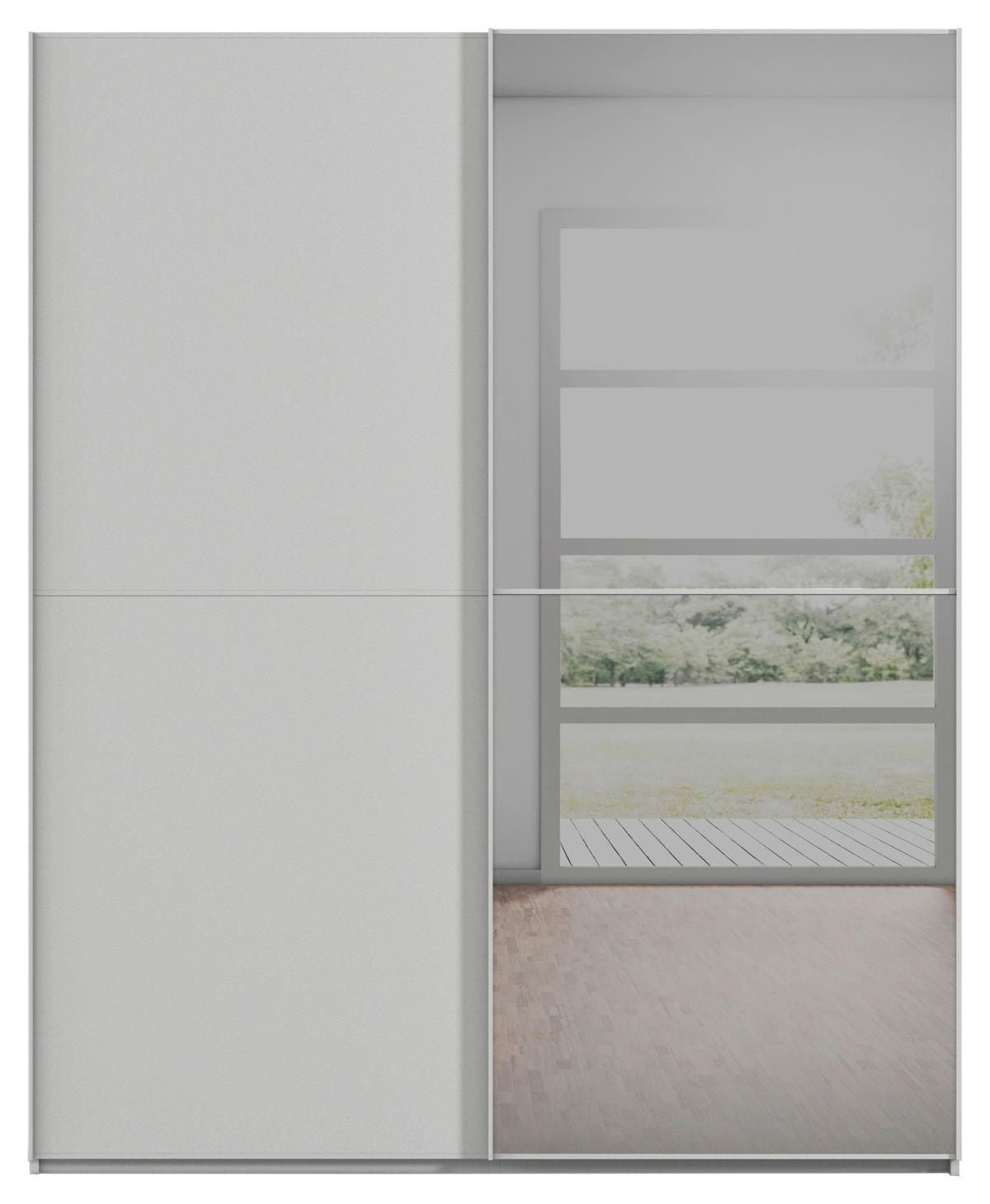 SCHWEBETÜRENSCHRANK 201/223/68 cm 2-türig Grau  - Grau, KONVENTIONELL, Glas/Holzwerkstoff (201/223/68cm) - Novel