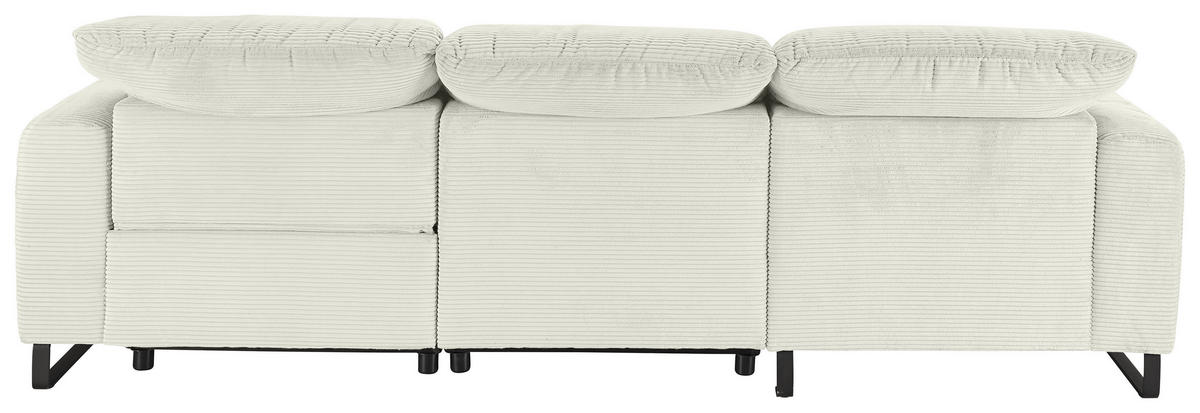ECKSOFA in Cord Weiss  - Weiss/Schwarz, Konventionell, Textil/Metall (180/266cm) - Hom`in