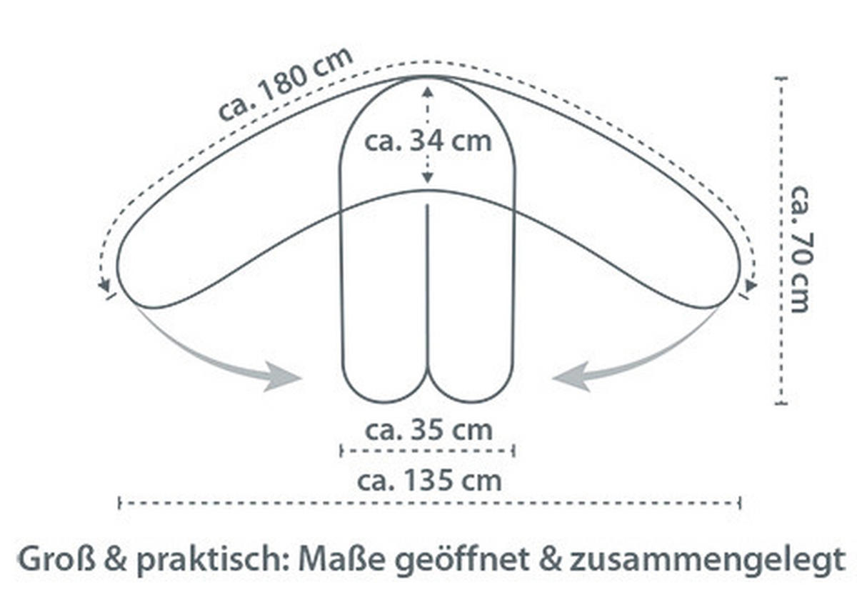 STILLKISSEN Dodo Premium  180/34 cm  - Hellgrau, Basics, Textil (180/34cm) - Theraline