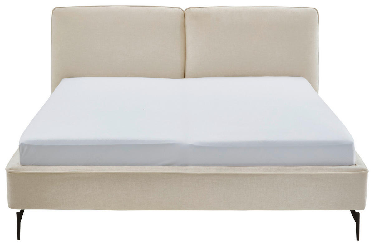POLSTERBETT 200/200 cm  in Creme  - Creme/Schwarz, Modern, Textil/Metall (200/200cm) - Livetastic