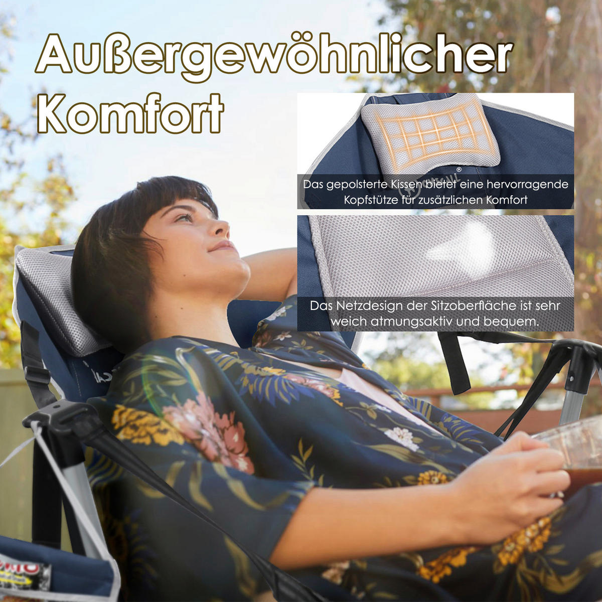 CAMPINGSESSEL - Blau/Silberfarben, Basics, Textil/Metall (21/19/83cm) - Modante